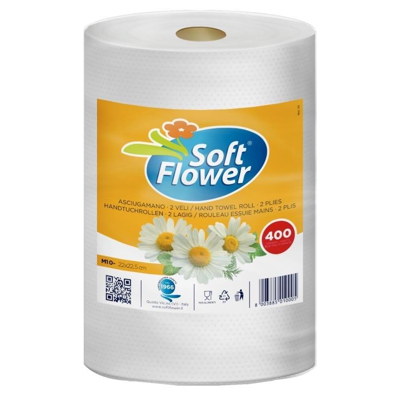 Soft Flower M10 popieriniai rankšluosčiai, 1 rulonas, 400 lapelių
