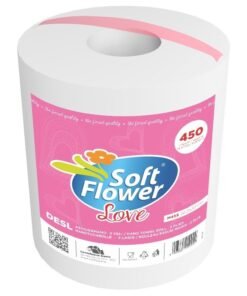 Soft Flower Love M45S popieriniai rankšluosčiai, 1 rulonas, 450 lapelių