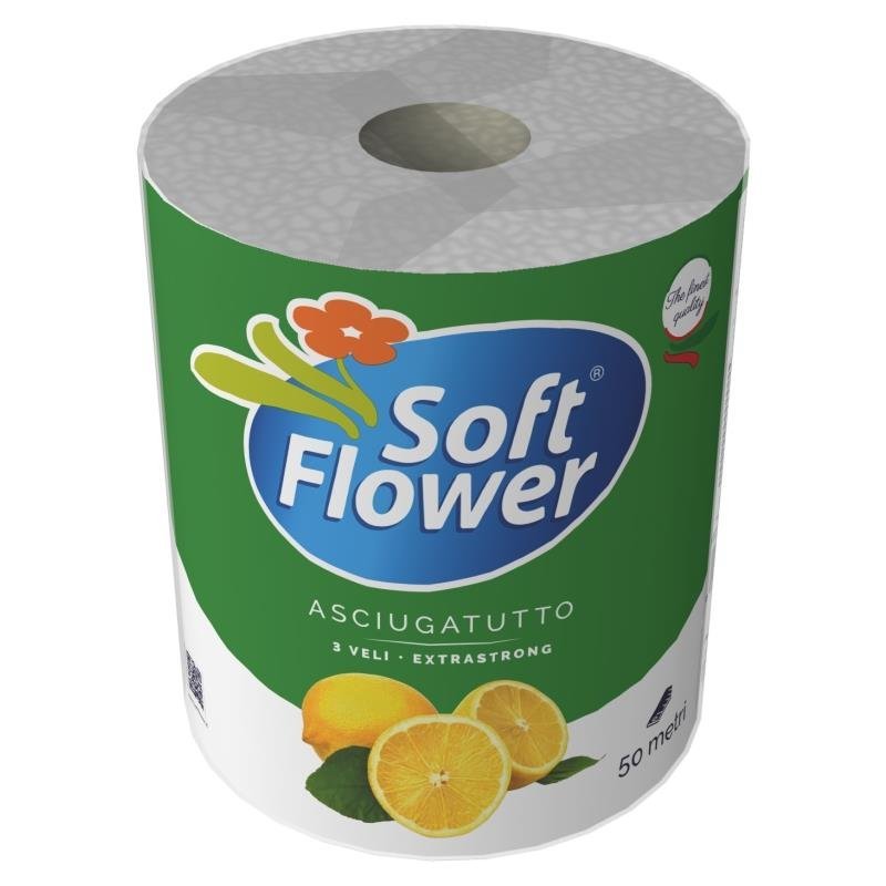 Soft Flower Lemon virtuviniai rankšluosčiai, 1 rulonas, 50 m