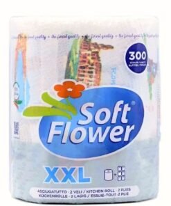 Soft Flower XXL dekoruoti popieriniai rankšluosčiai, 1 rulonas, 300 lapelių