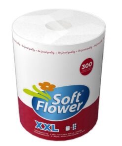 Soft Flower XXL popieriniai rankšluosčiai, 1 rulonas, 300 lapelių
