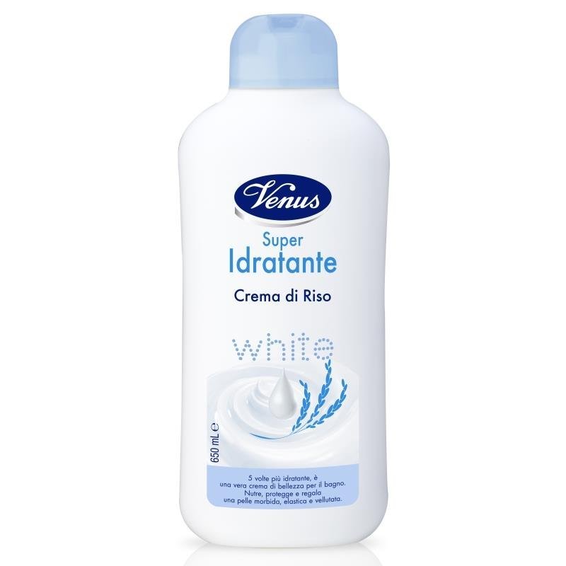 Venus Super Idratante White kreminės vonios putos su ryžių kremu, 650 ml