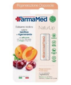 FarmaMed NaturLip regeneruojantis lūpų balzamas po saulės su abrikosų ir vyšnių ekstraktais