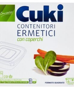 Cuki hermetiški plastikiniai maisto indai su dangčiais, 3 vnt. (kvadratiniai / stačiakampiai)