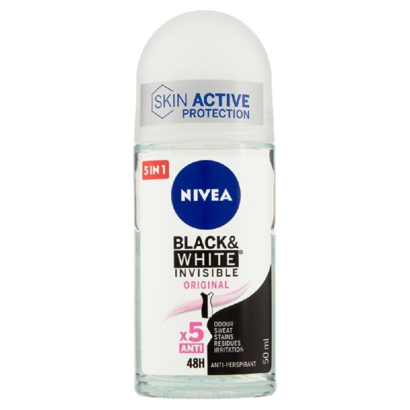 Nivea Black & White Invisible Original rutulinis antiperspirantas, 50 ml