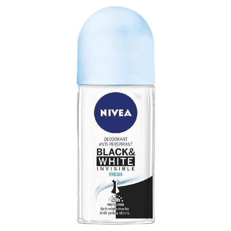 Nivea Black & White Invisible Fresh rutulinis antiperspirantas, 50 ml