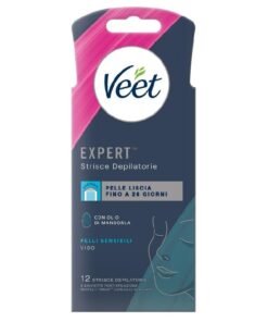 Veet Expert depiliacinės vaško juostelės veidui, 12 vnt.