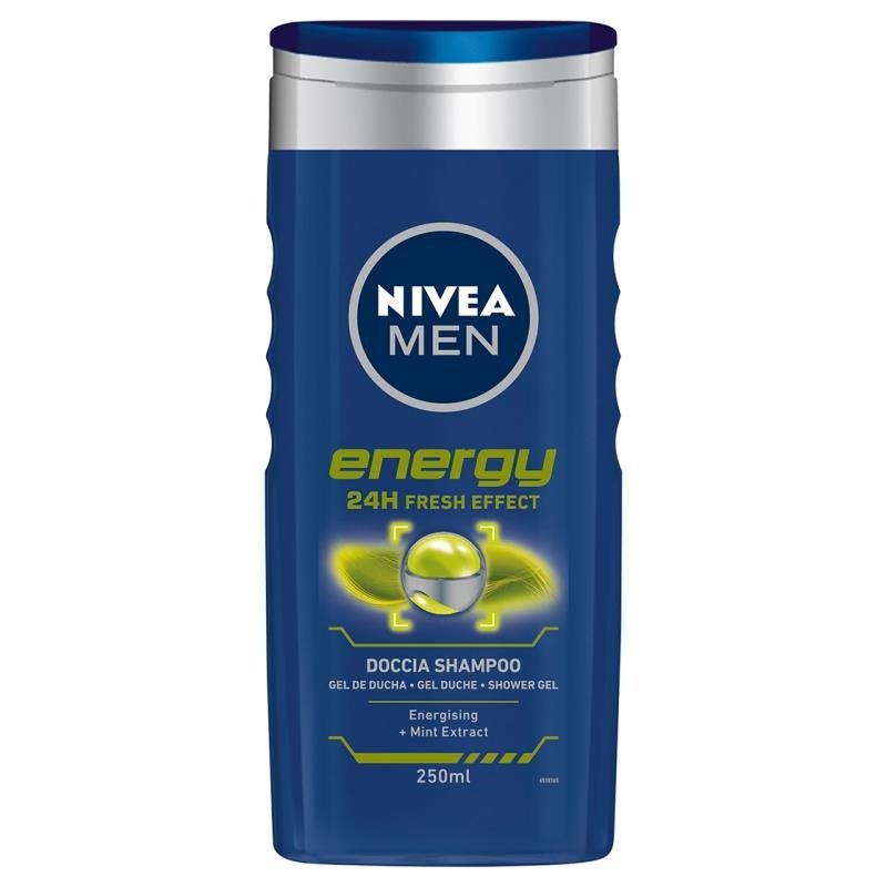 Nivea Men Energy 24H Fresh Effect dušo želė ir šampūnas vyrams, 250 ml