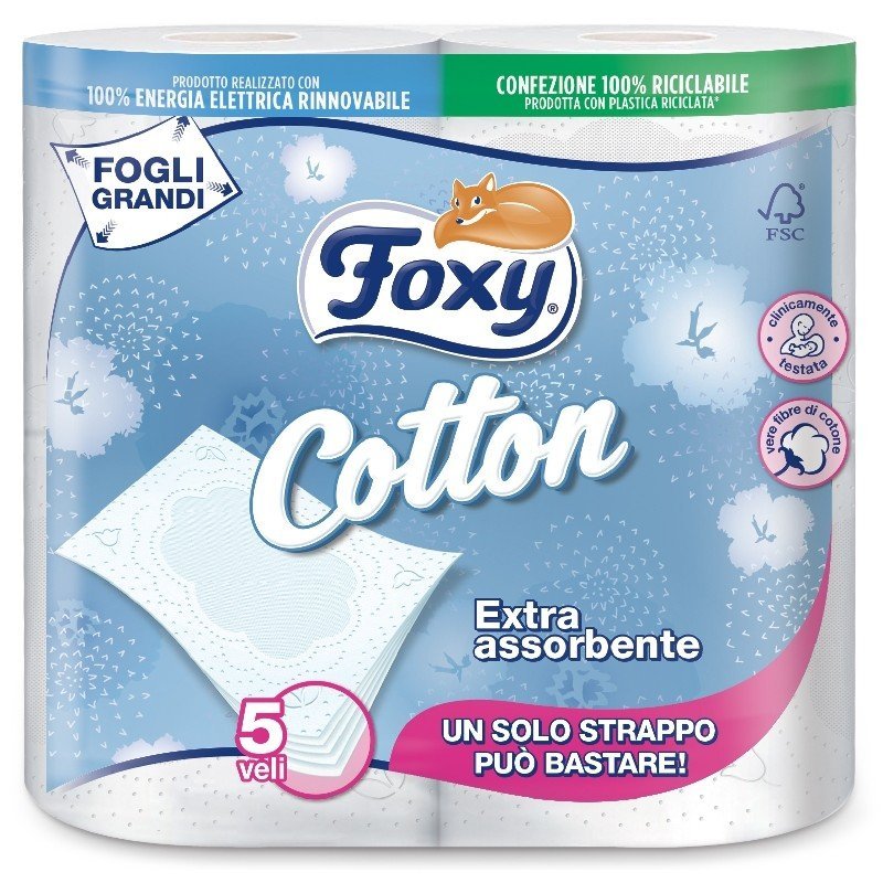 Foxy Cotton tualetinis popierius, 5 sluoksnių, 4 rulonai