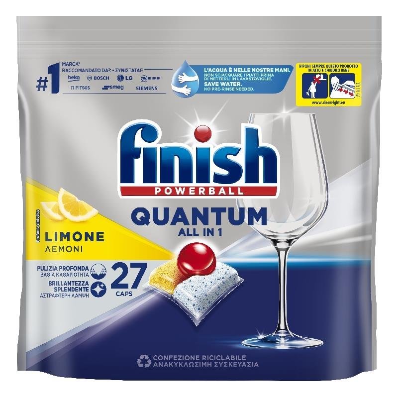 Finish Powerball Quantum All in 1 indaplovių kapsulės Lemon, 27 vnt.