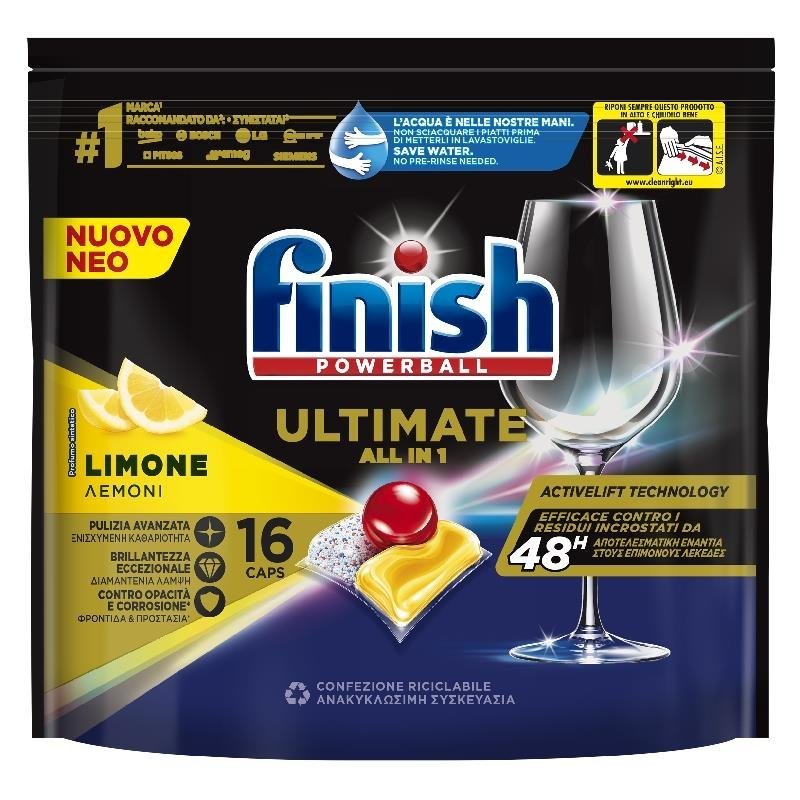 Finish Powerball Ultimate All in 1 indaplovių kapsulės Lemon, 16 vnt.