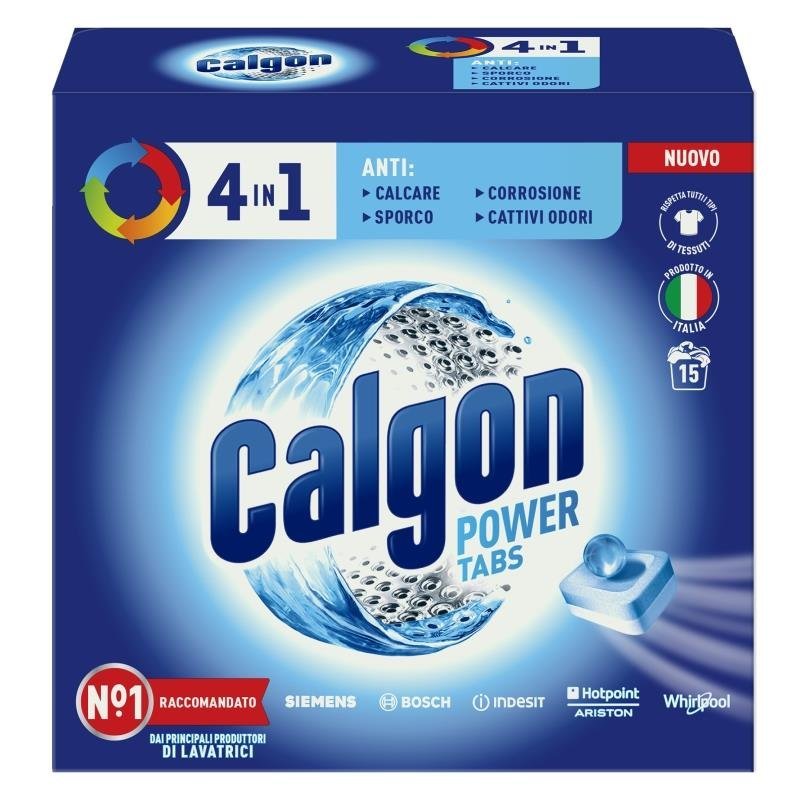 Calgon 4in1 tabletės nuo kalkių skalbimo mašinai, 15 vnt.