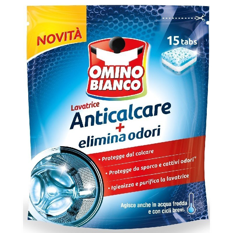 Omino Bianco Hygiene tabletės nuo kalkių skalbimo mašinai, 15 vnt.