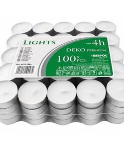 Deko Premium arbatinės žvakės baltos, 100 vnt., 4 val. degimo