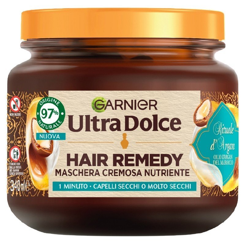 Garnier Ultra Dolce Hair Remedy plaukų kaukė su argano aliejumi, 340 ml