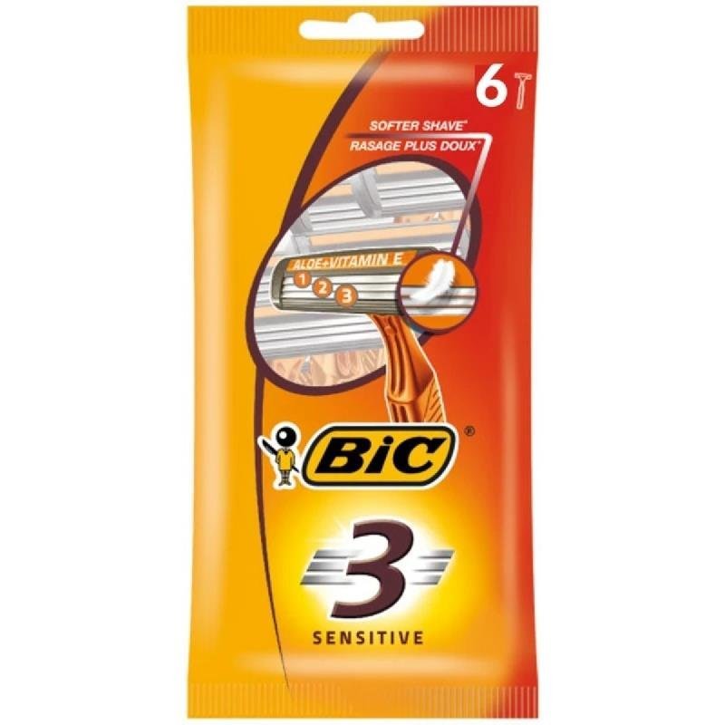 BIC Sensitive 3 vienkartiniai skutuvai, 6 vnt.