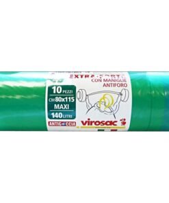 Virosac Extra Forte šiukšlių maišai su rankenomis, 80×115 cm, žali, 10 vnt
