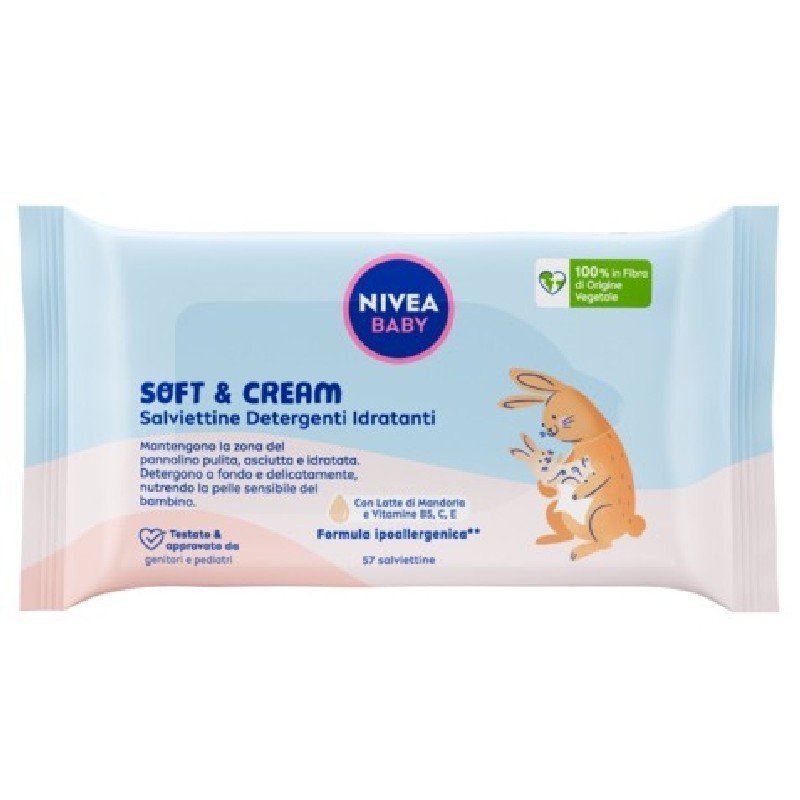 Nivea Baby Soft & Cream drėgnos servetėlės, 57 vnt.