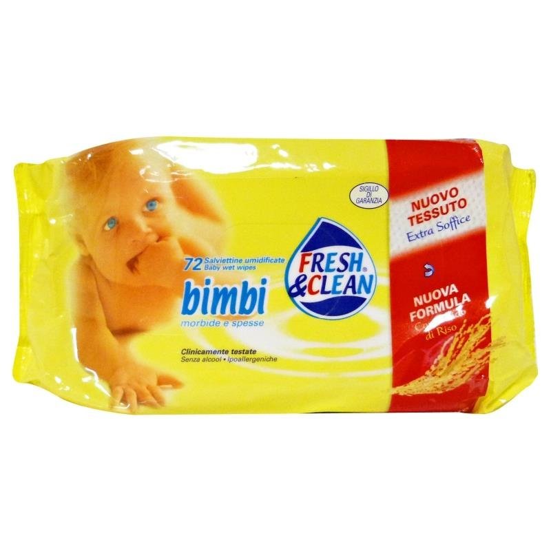 Fresh & Clean Bimbi drėgnos servetėlės su ryžių ekstraktu, 72 vnt.