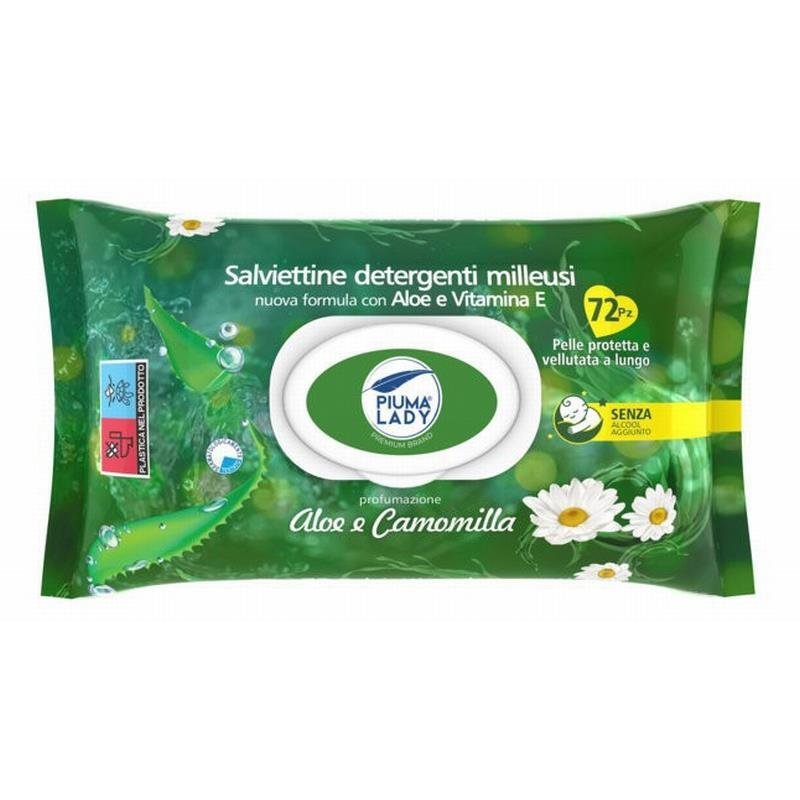 Più Lady Aloe & Camomilla drėgnos servetėlės su alaviju ir ramunėlėmis, 72 vnt.