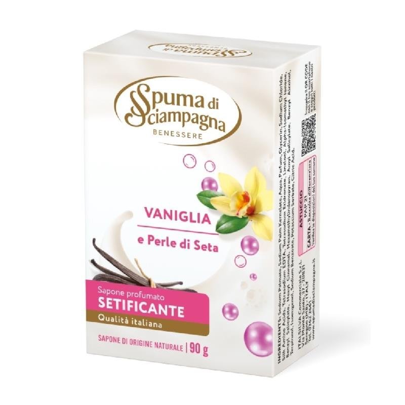 Spuma di Sciampagna šilko ir vanilės kietasis muilas, 90 g