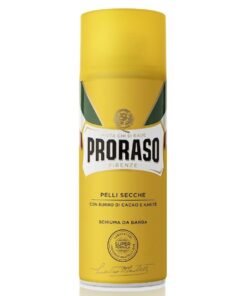 Proraso Yellow maitinamosios skutimosi putos sausai odai su kakavos sviestu ir taukmedžio sviestu, 400 ml