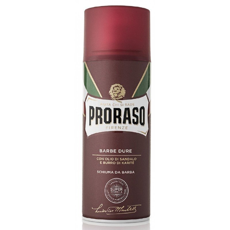 Proraso Red skutimosi putos kietai barzdai su sandalmedžio aliejumi ir taukmedžio sviestu, 400 ml