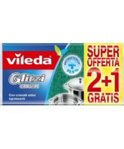 Vileda Glitzi Crystal indų plovimo kempinės su šveitimo pluoštu, 2+1 vnt.