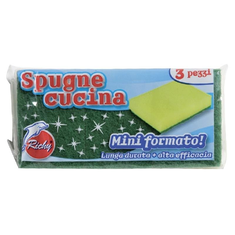Richy Spugne Cucina virtuvės kempinės su šveitimo pluoštu, 3 vnt.