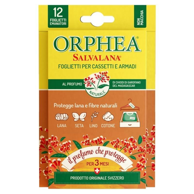 Orphea Salvalana lapeliai nuo kandžių spintoms su sandalmedžio ir bergamotės aromatu, 12 vnt.