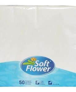 Soft Flower White servetėlės, 2 sluoksnių, 50 vnt. (33 × 33 cm / 38 × 38 cm)