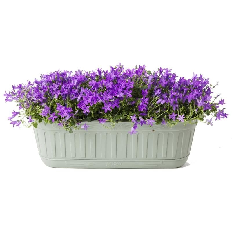 Stačiakampis gėlių vazonas su padėklu 48 cm, sage