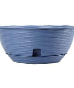 Apvalus pintos tekstūros gėlių vazonas su padėklu, 20 cm