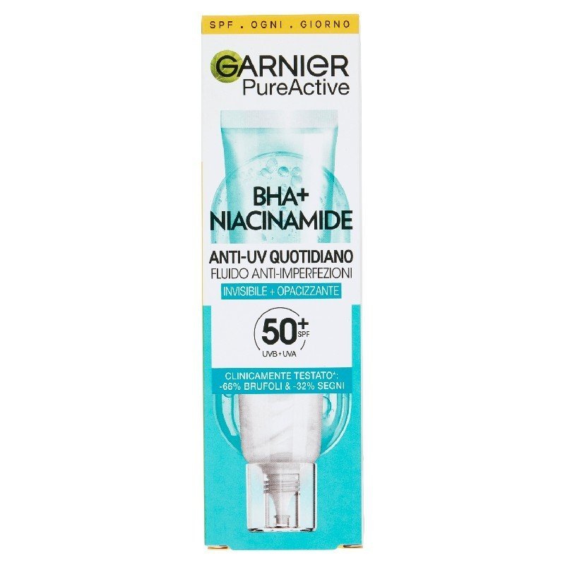 Garnier Pure Active BHA + Niacinamide apsauginis veido kremas SPF50+, 40 ml