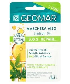 Geomar S.O.S. Repair atkuriamoji ir balansuojanti veido kaukė su arbatmedžių aliejumi, 15 ml (2 dozės)