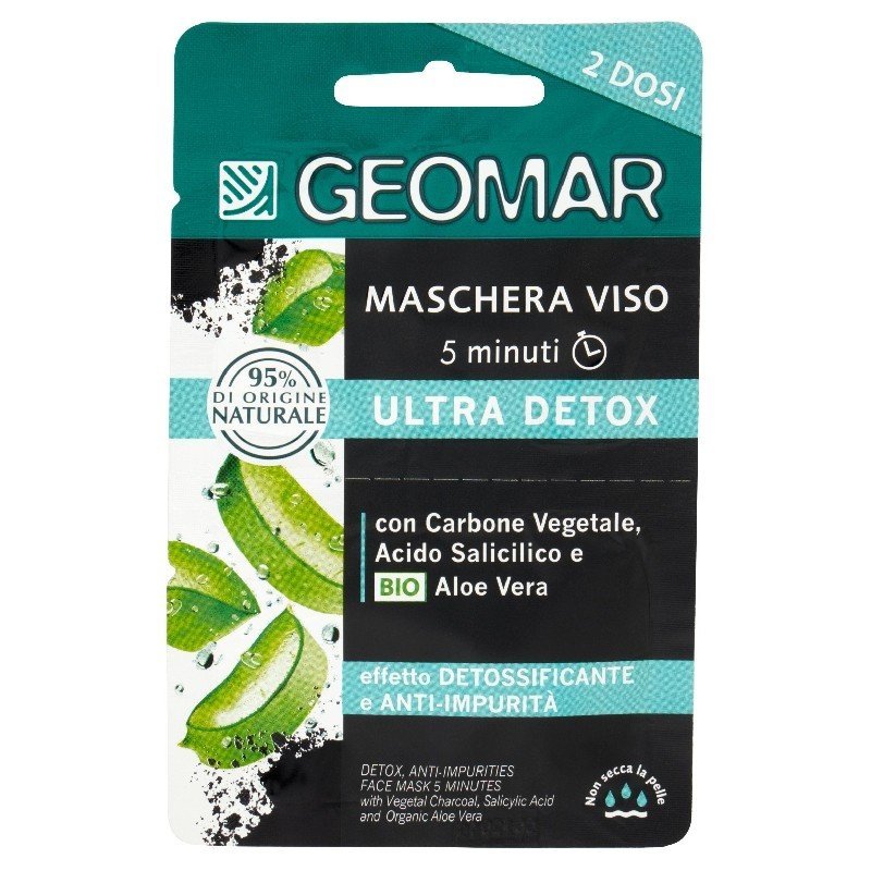 Geomar Ultra Detox detoksikuojanti veido kaukė su aktyvintąja anglimi, 15 ml (2 dozės)