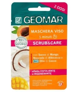Geomar Scrub & Care šveičiamoji ir regeneruojamoji veido kaukė su mango sultimis, 15 ml (2 dozės)