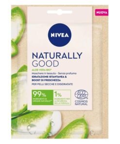 Nivea Naturally Good lakštinė veido kaukė su ekologišku alaviju, 1 vnt.